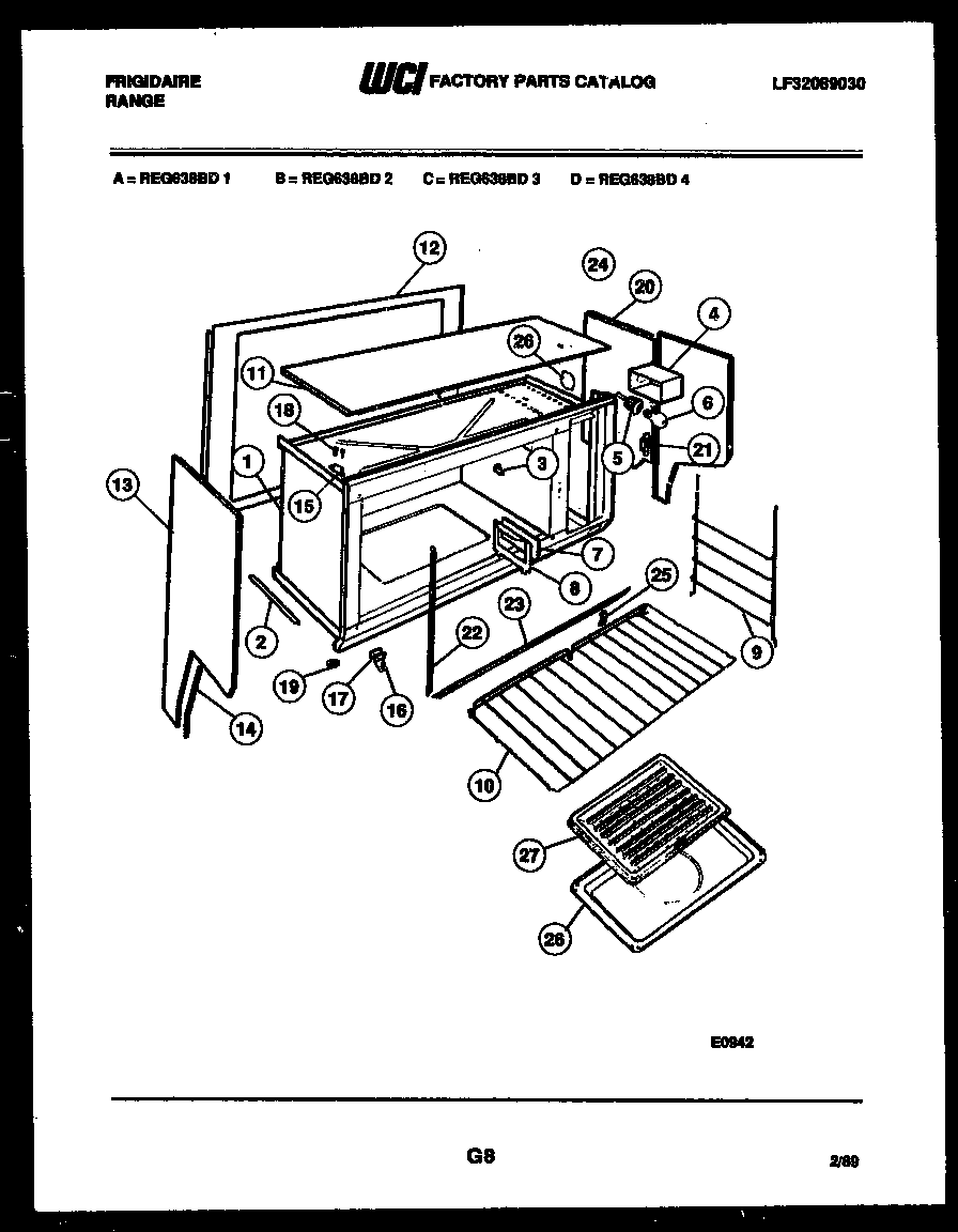 Frigidaire REG638BDL2 upper body parts diagram