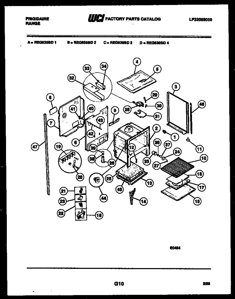 Frigidaire REG638BDL2 lower body parts diagram