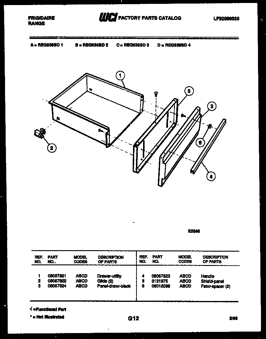 Frigidaire REG638BDL2 drawer parts diagram