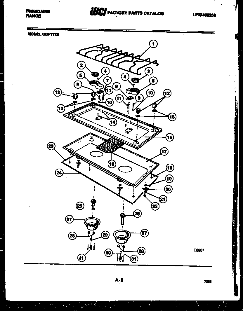 Frigidaire GBF117EW cooktop parts diagram