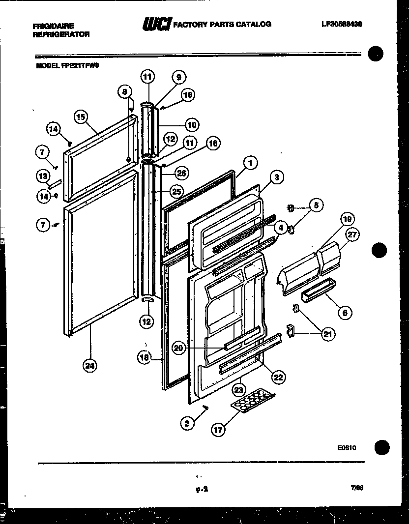 Frigidaire FPE21TFL0 door parts diagram