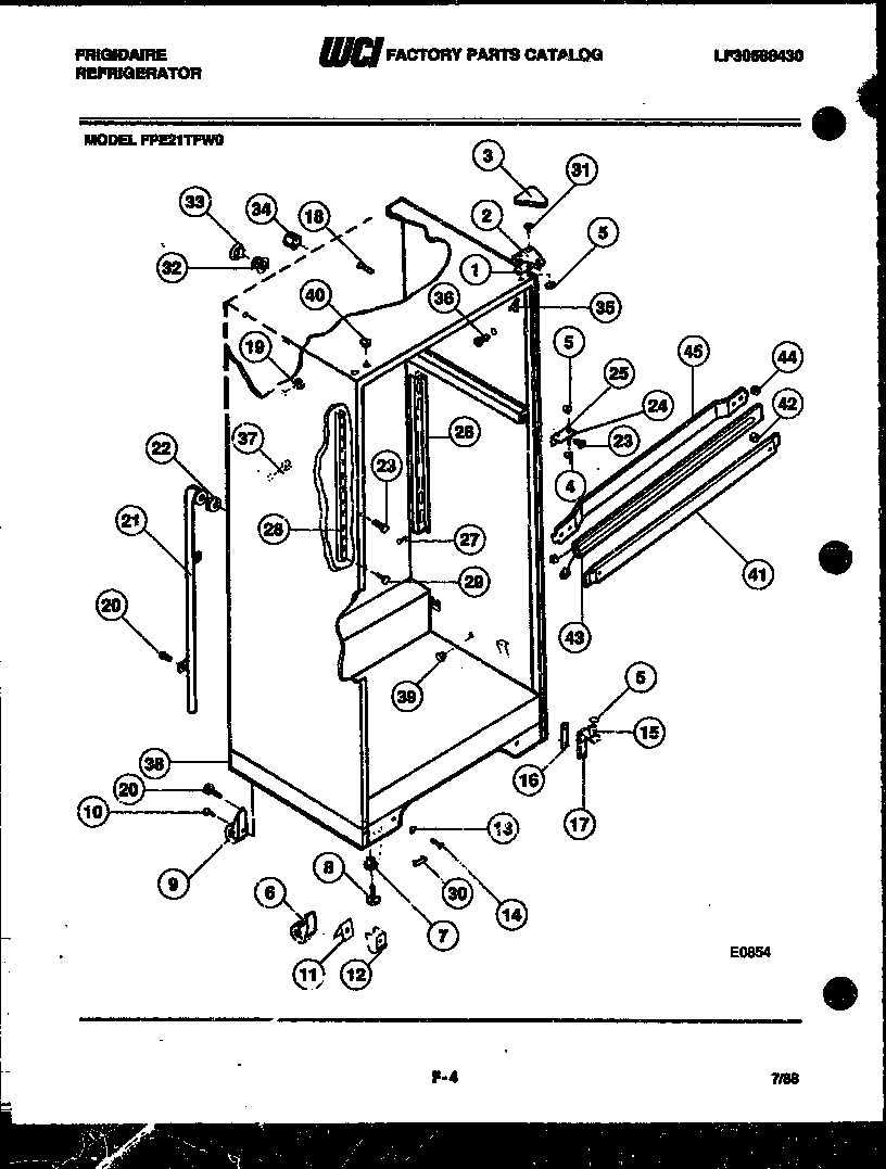 Frigidaire FPE21TFL0 cabinet parts diagram