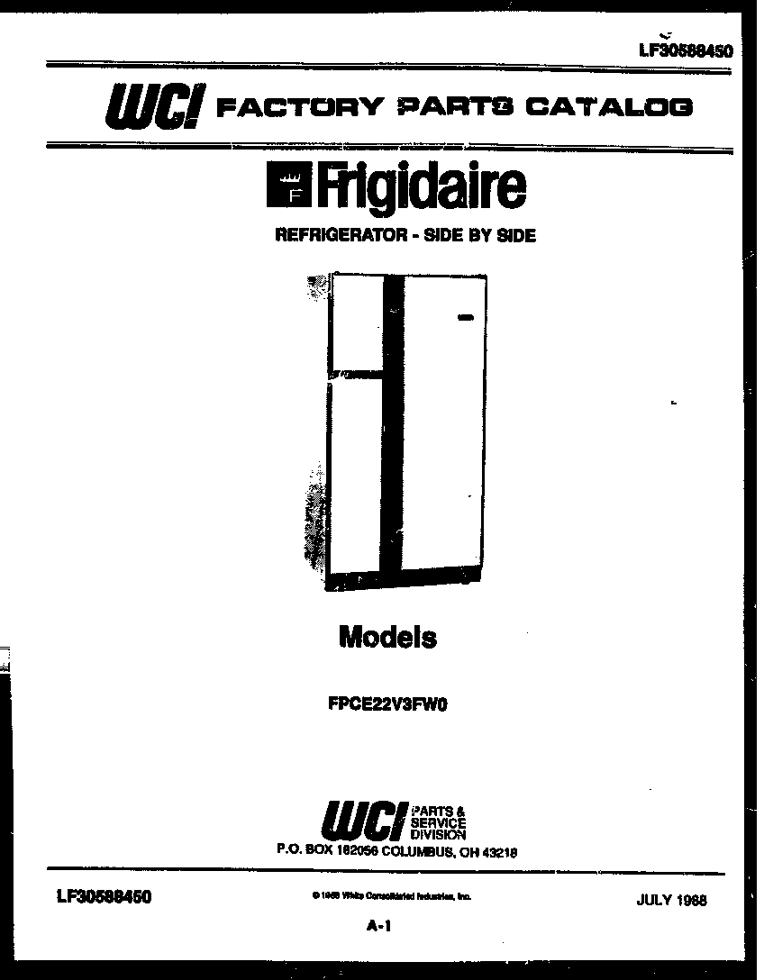 Frigidaire FPCE22V3FL0 front cover diagram