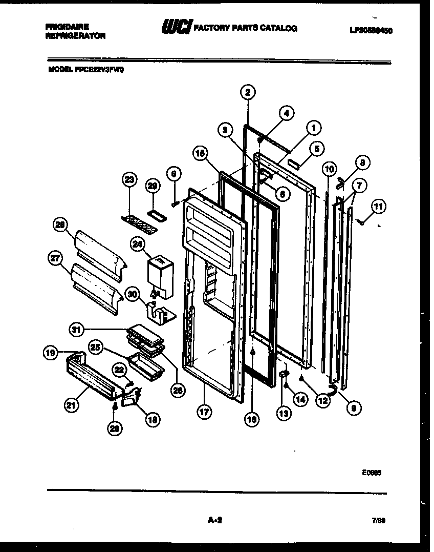 Frigidaire FPCE22V3FL0 refrigerator door parts diagram