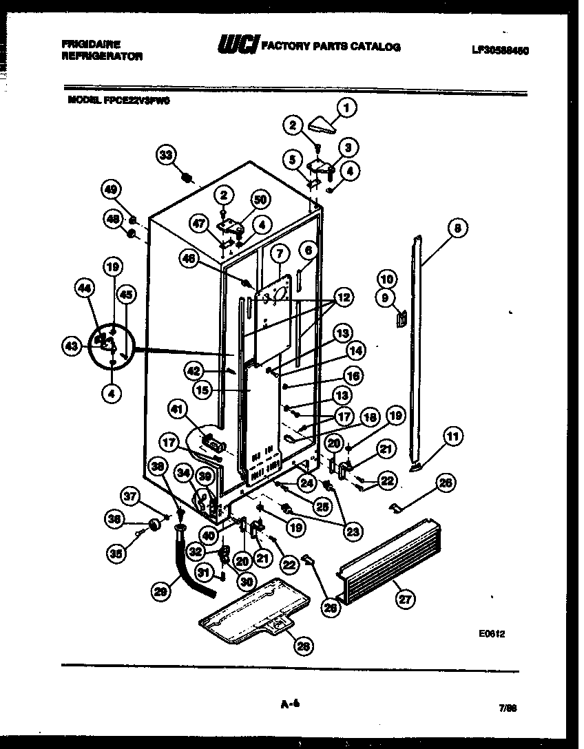 Frigidaire FPCE22V3FL0 cabinet parts diagram
