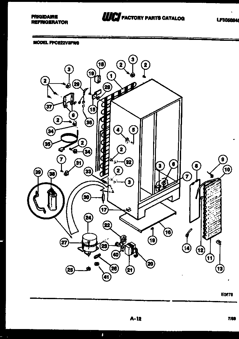 Frigidaire FPCE22V3FL0 system and automatic defrost parts diagram