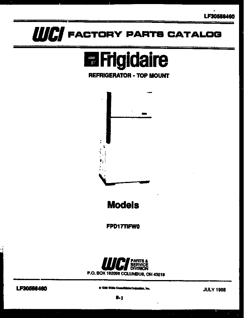 Frigidaire FPD17TIFW0 cover page diagram