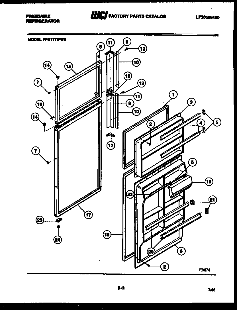Frigidaire FPD17TIFW0 door parts diagram
