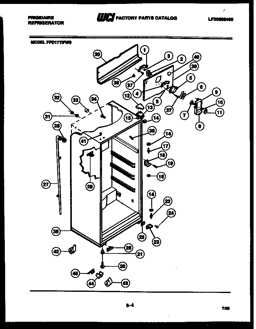 Frigidaire FPD17TIFW0 cabinet parts diagram