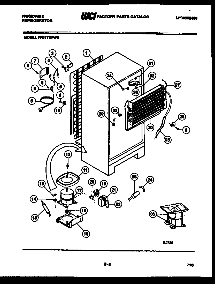 Frigidaire FPD17TIFW0 system and automatic defrost parts diagram