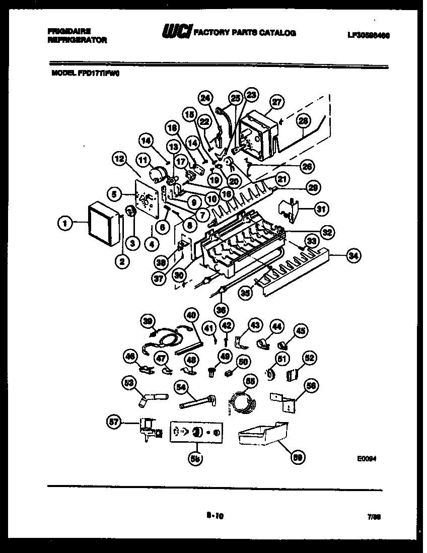 Frigidaire FPD17TIFW0 ice maker and installation parts diagram
