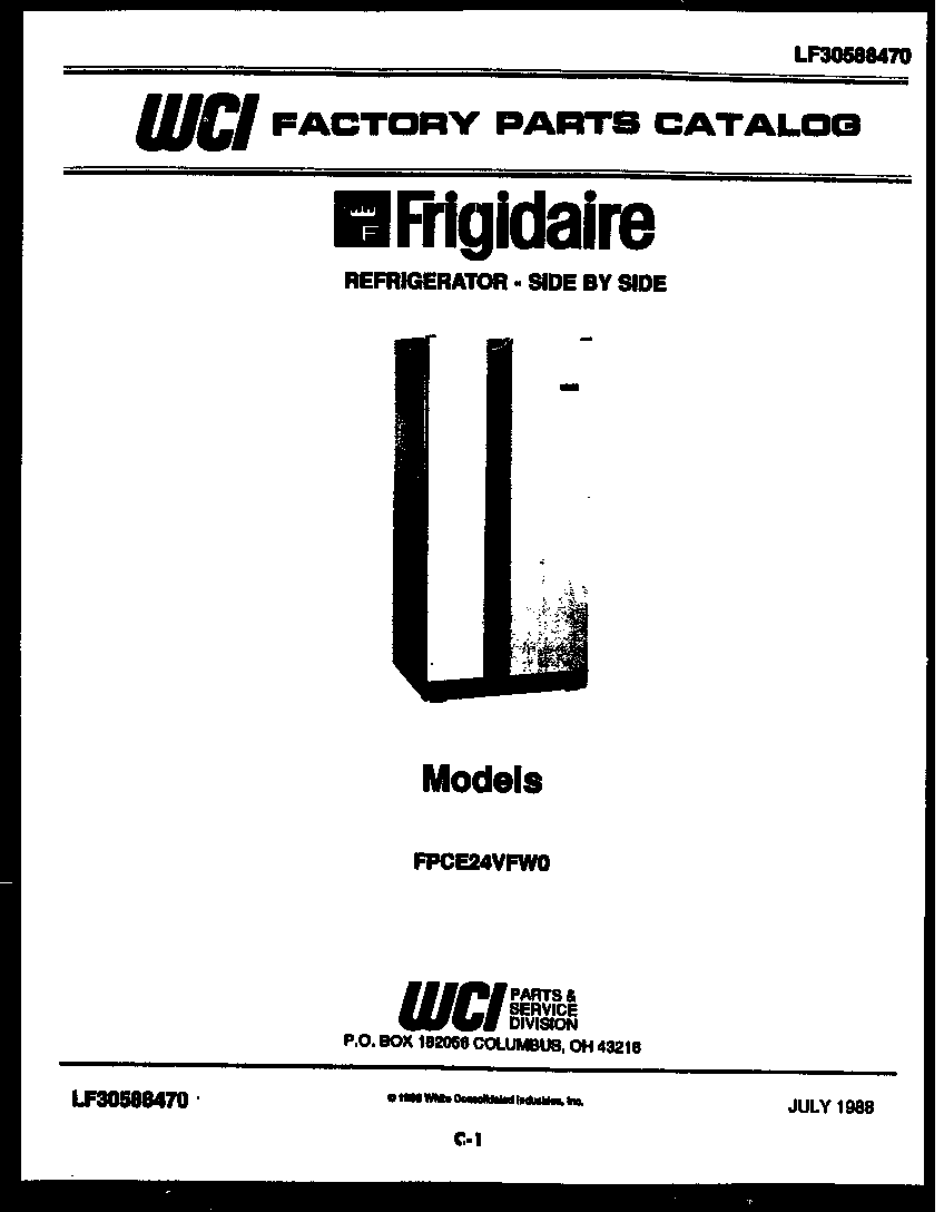 Frigidaire FPCE24VFL0 front cover diagram