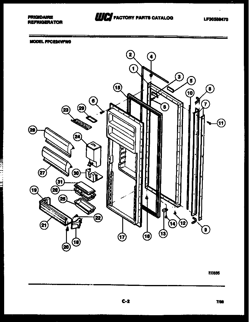 Frigidaire FPCE24VFL0 refrigerator door parts diagram