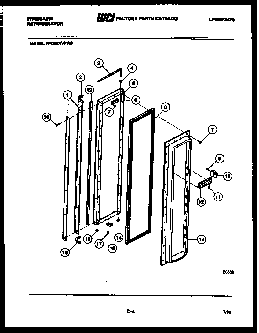 Frigidaire FPCE24VFL0 freezer door parts diagram