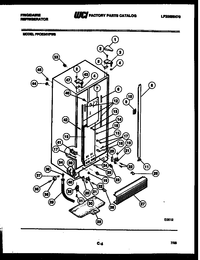 Frigidaire FPCE24VFL0 cabinet parts diagram