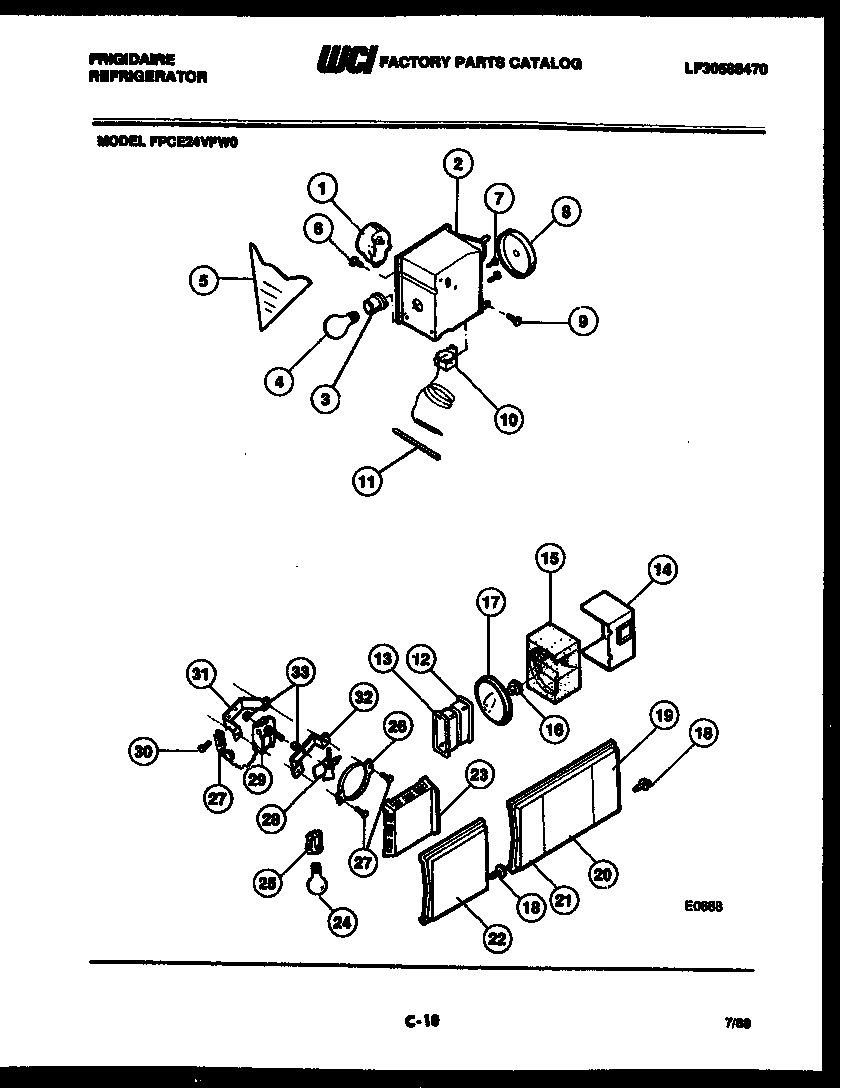 Frigidaire FPCE24VFL0 refrigerator control assembly, damper control assembly and f diagram