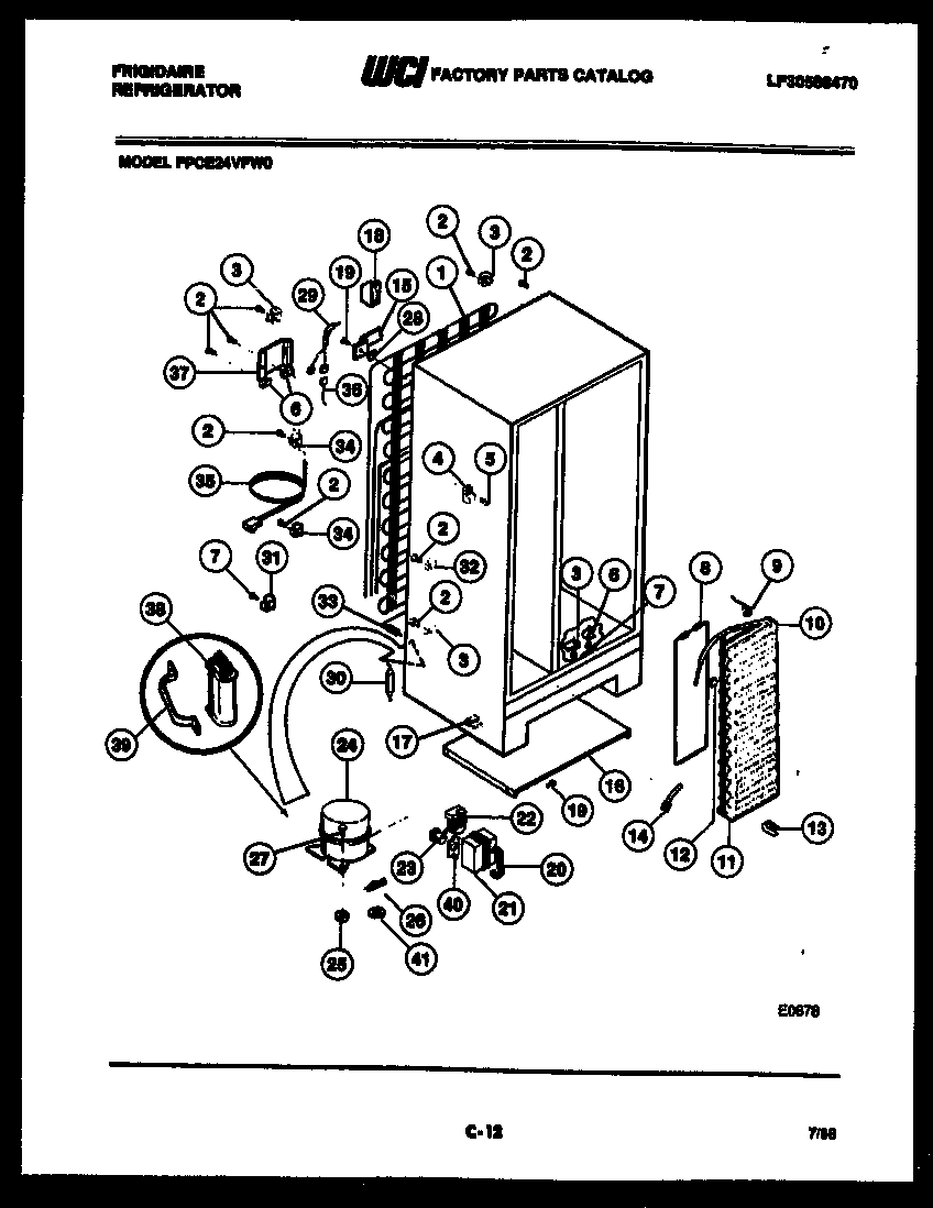 Frigidaire FPCE24VFL0 system and automatic defrost parts diagram