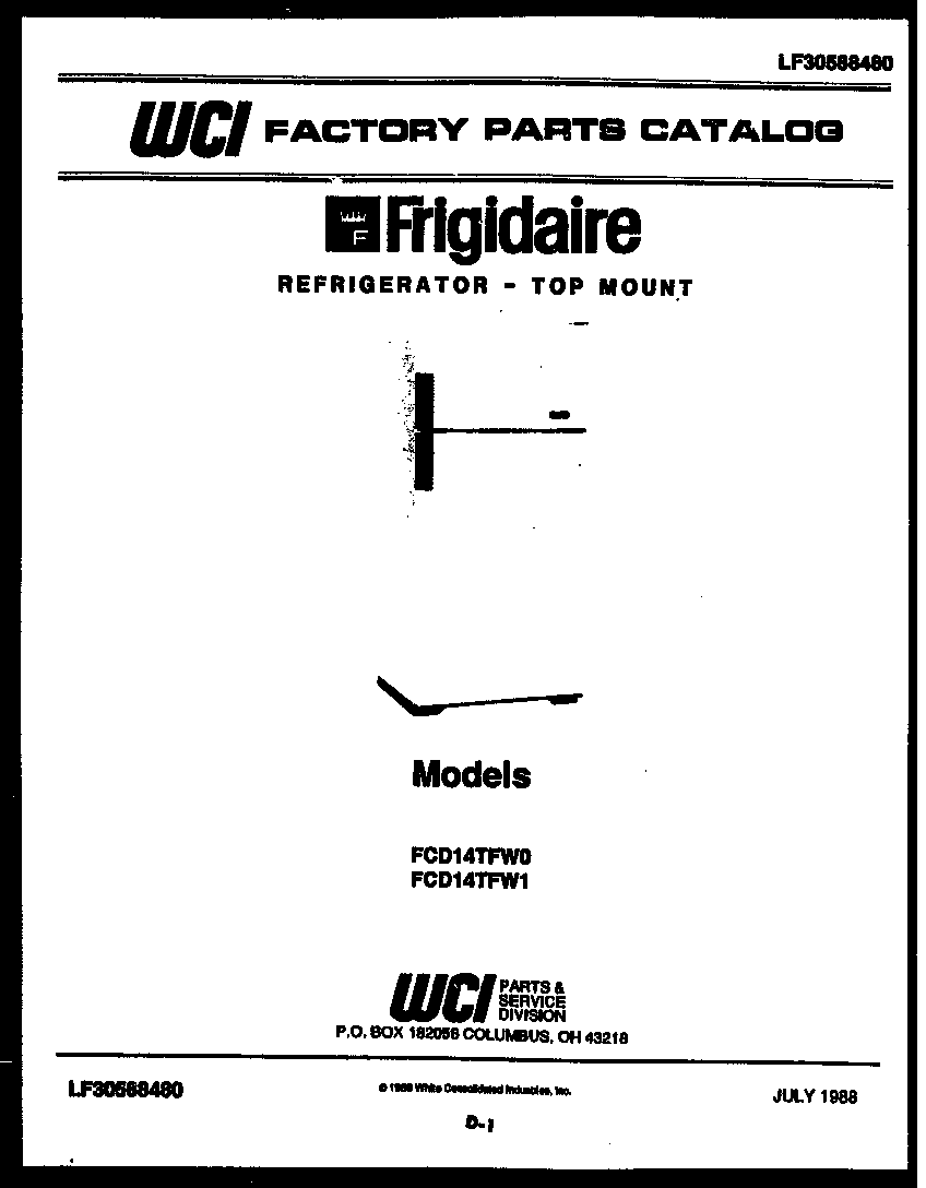 Frigidaire FCD14TFW0 cover page diagram