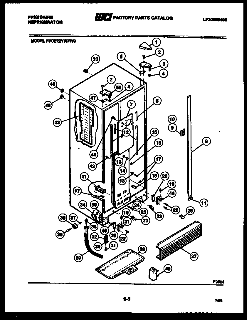 Frigidaire FPCE22VWFF0 cabinet parts diagram