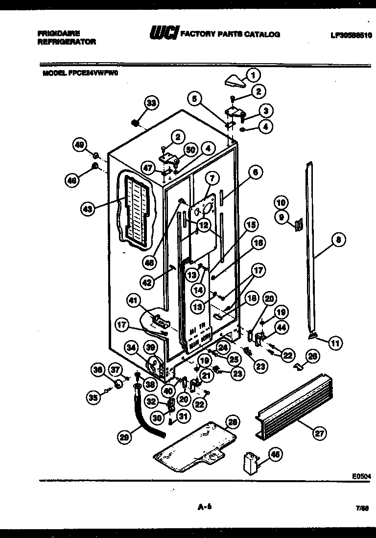 Frigidaire FPCE24VWFA0 cabinet parts diagram