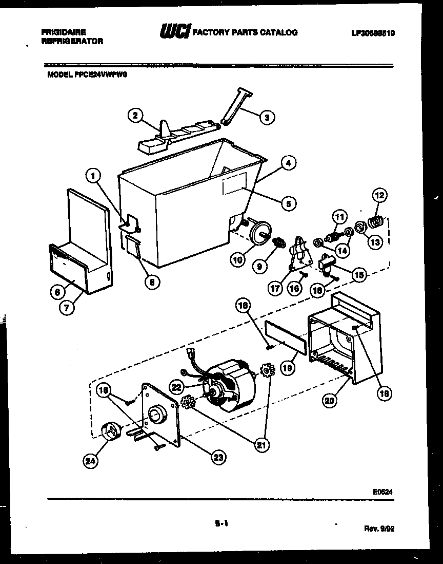 Frigidaire FPCE24VWFA0 ice dispenser diagram