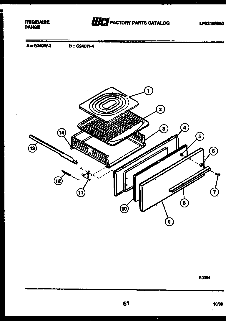 Frigidaire G24CW4 broiler drawer parts diagram