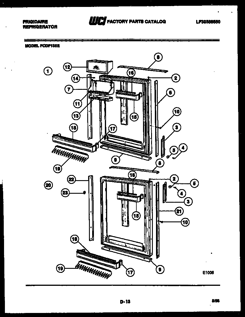 Frigidaire FCDF135E door parts diagram