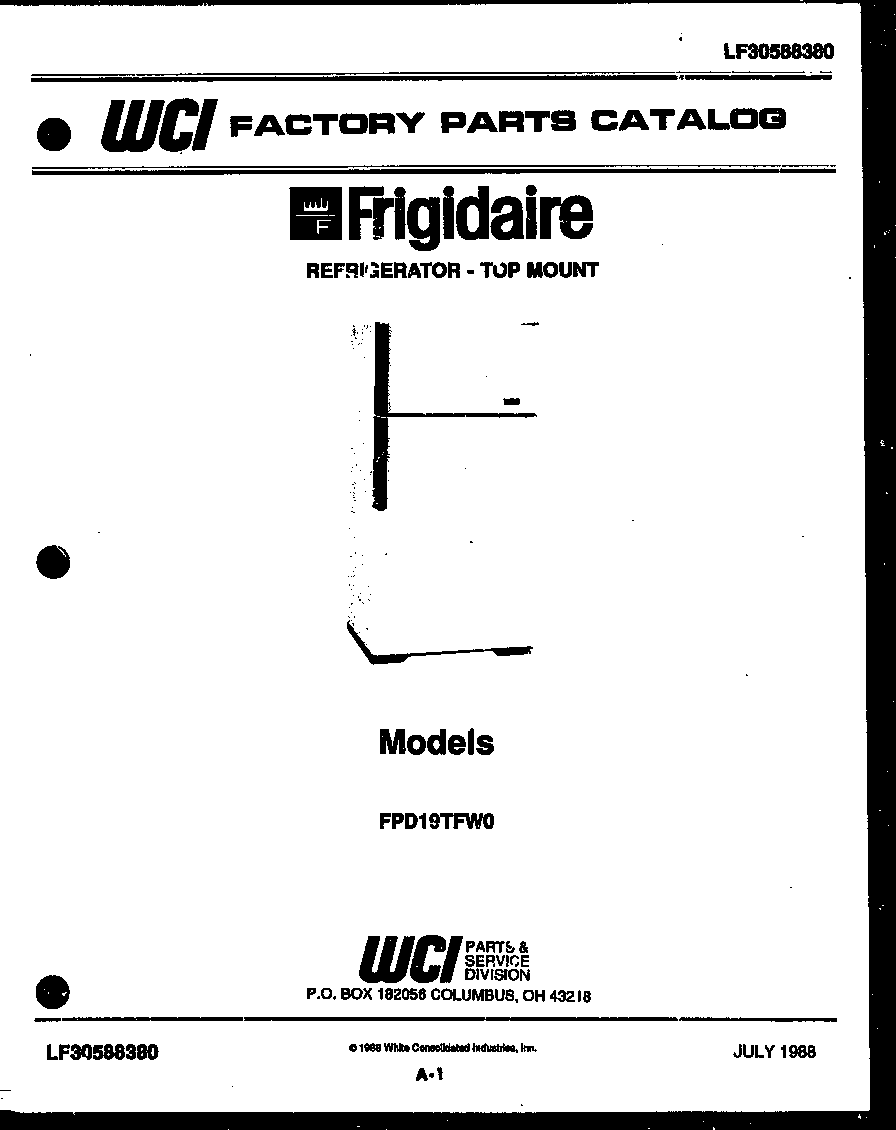 Frigidaire FPD19TFW0 cover page diagram