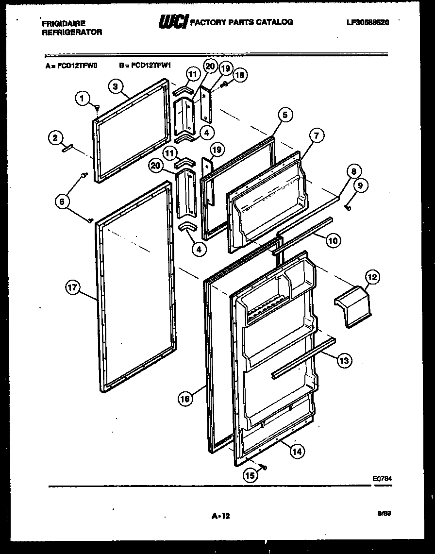 Frigidaire FCD12TFF1 door parts diagram
