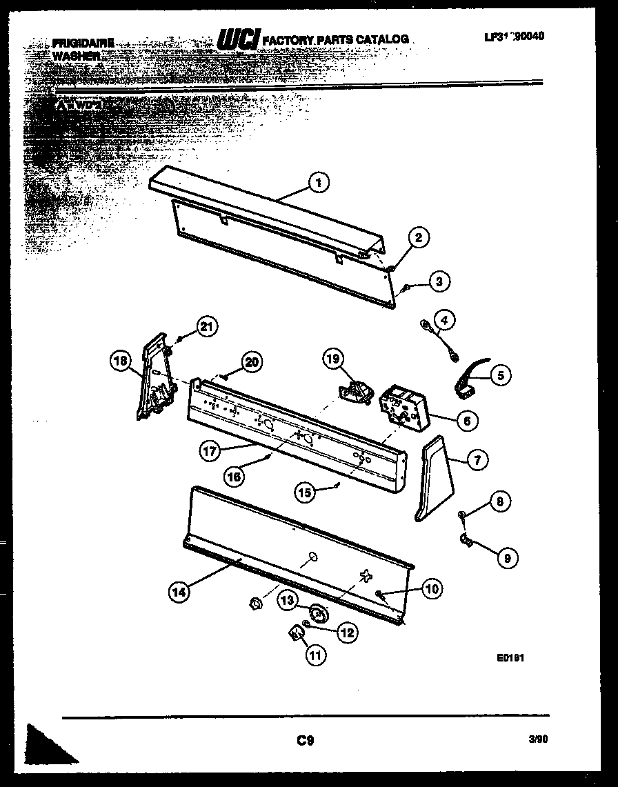 Frigidaire WC8DH3 console and control parts diagram