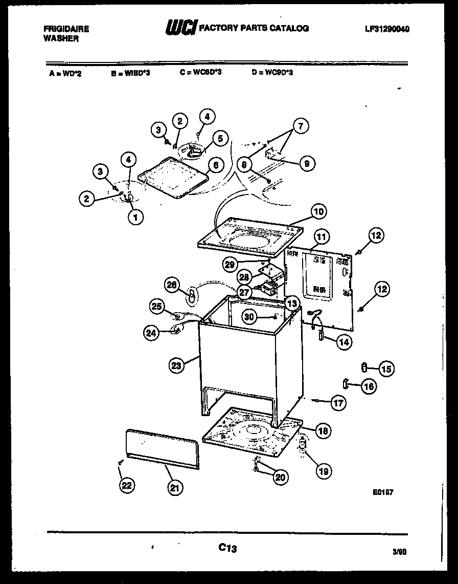 Frigidaire WC8DH3 cabinet parts diagram