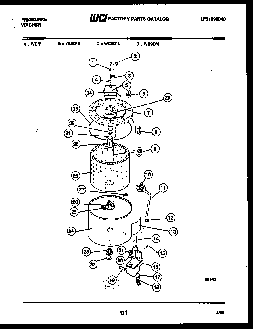 Frigidaire WC8DH3 tub detail diagram
