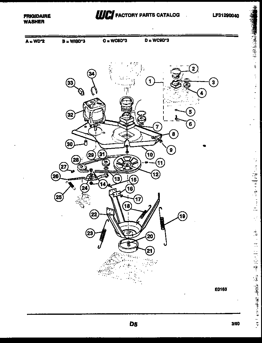 Frigidaire WC8DH3 motor and idler arm clutch diagram