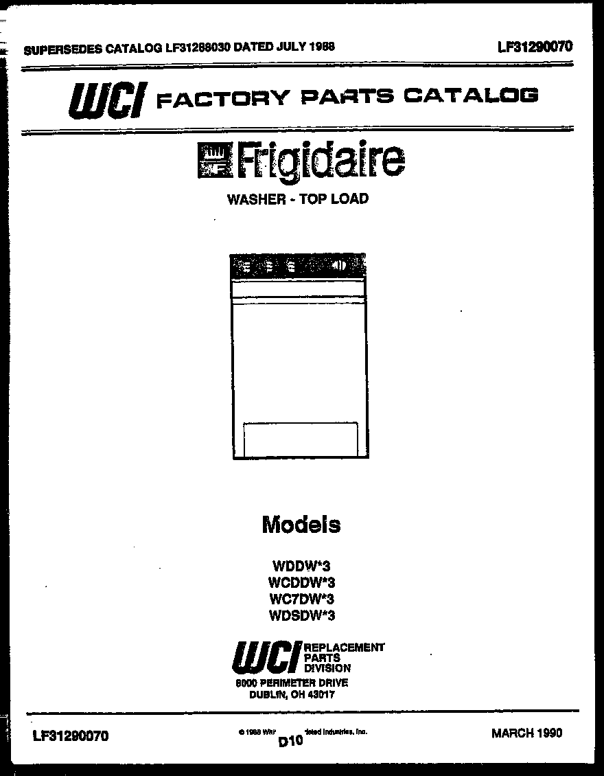 Frigidaire WCDDW3 null diagram