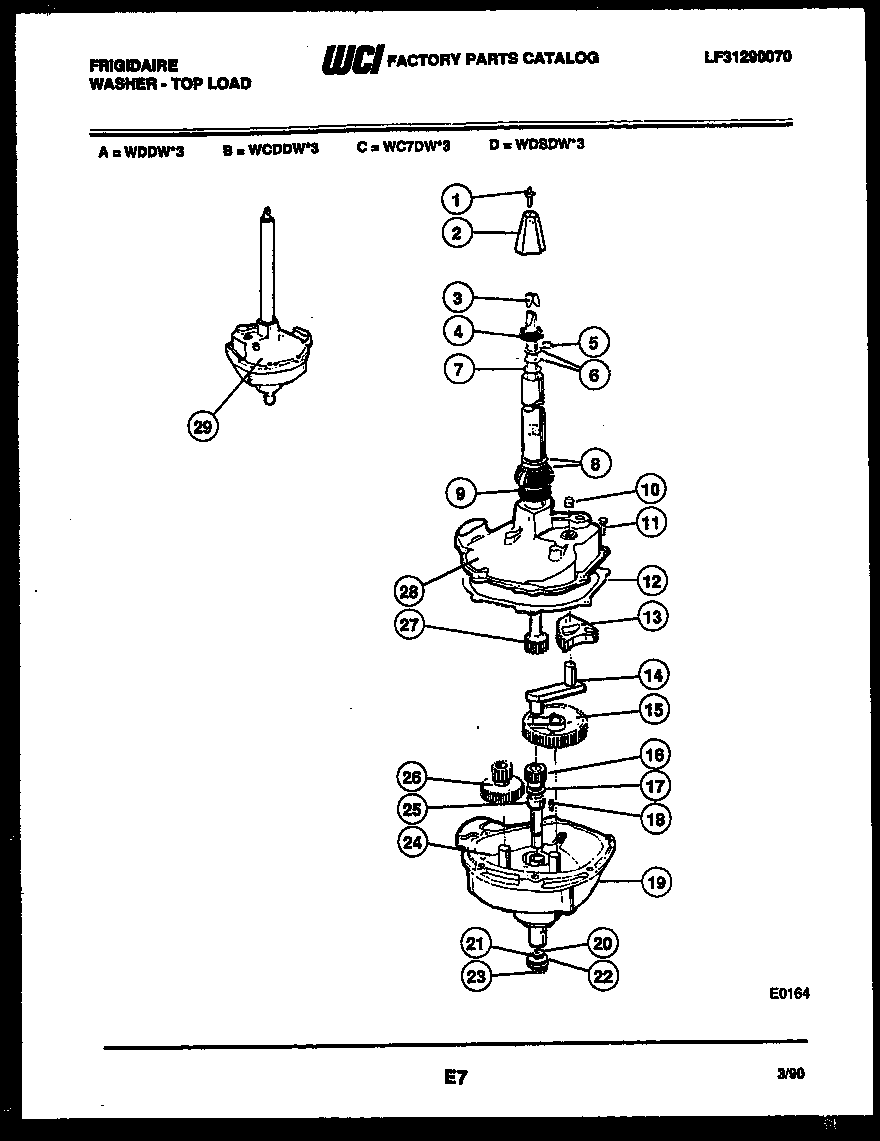 Frigidaire WCDDW3 transmission parts diagram