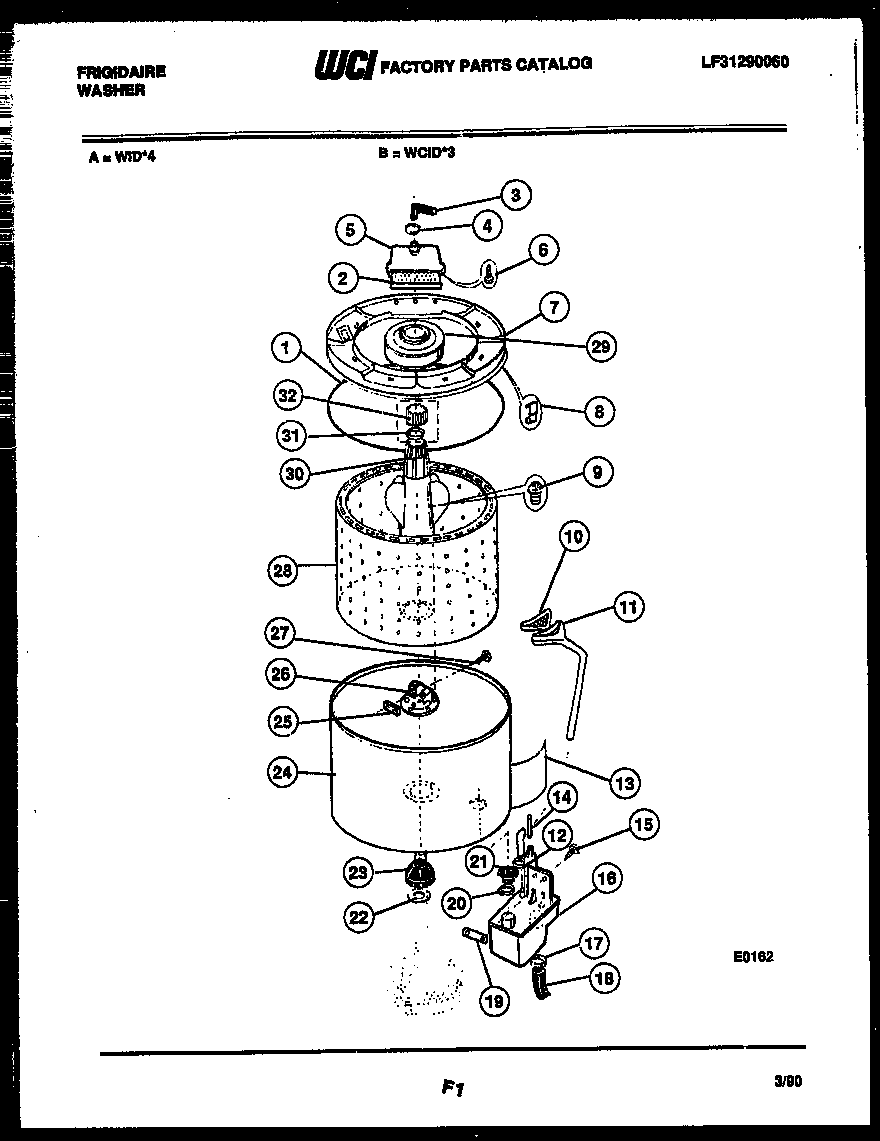 Frigidaire WIDW4 tub detail diagram