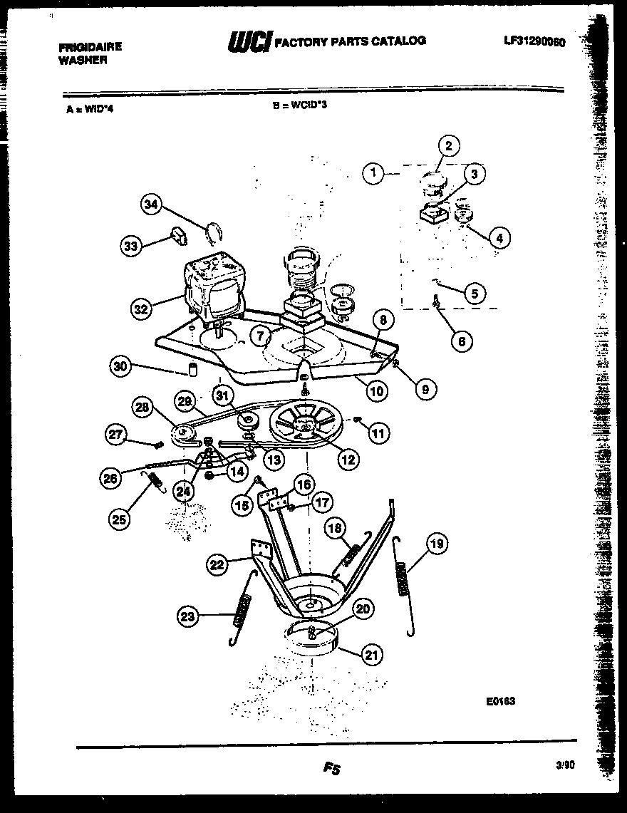 Frigidaire WIDW4 motor and idler arm clutch diagram