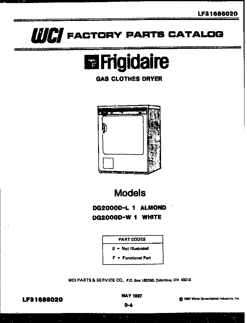 Frigidaire DG2000DW1 null diagram