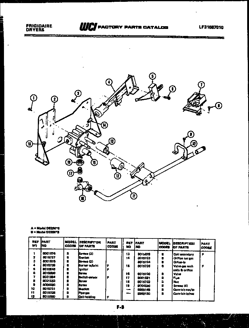 Frigidaire DGDMH5 burner parts diagram