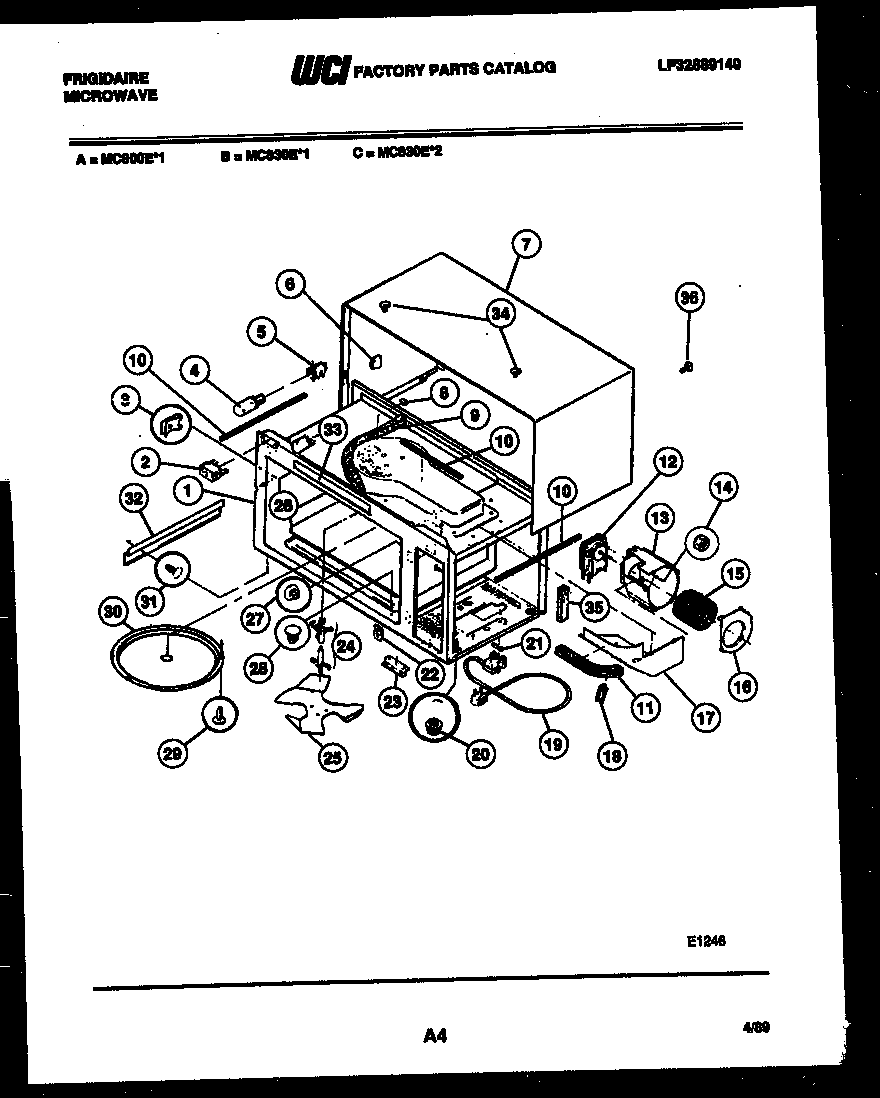 Frigidaire MC830E2 body parts diagram
