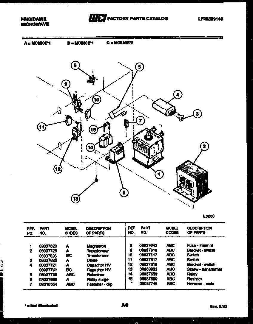 Frigidaire MC830E2 power control diagram