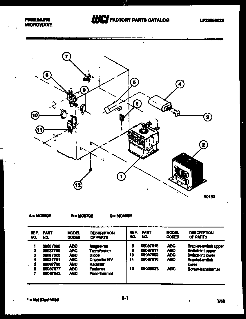 Frigidaire MC870E1 power control diagram