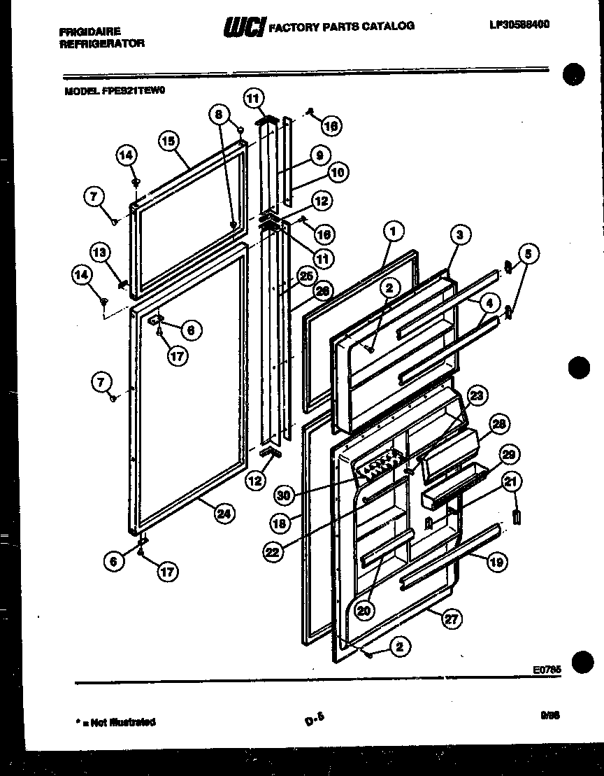 Frigidaire FPES21TEA0 door parts diagram