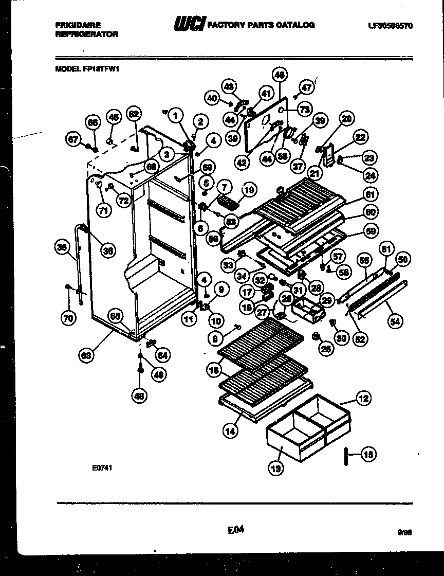 Frigidaire FP18TFL1 cabinet parts diagram