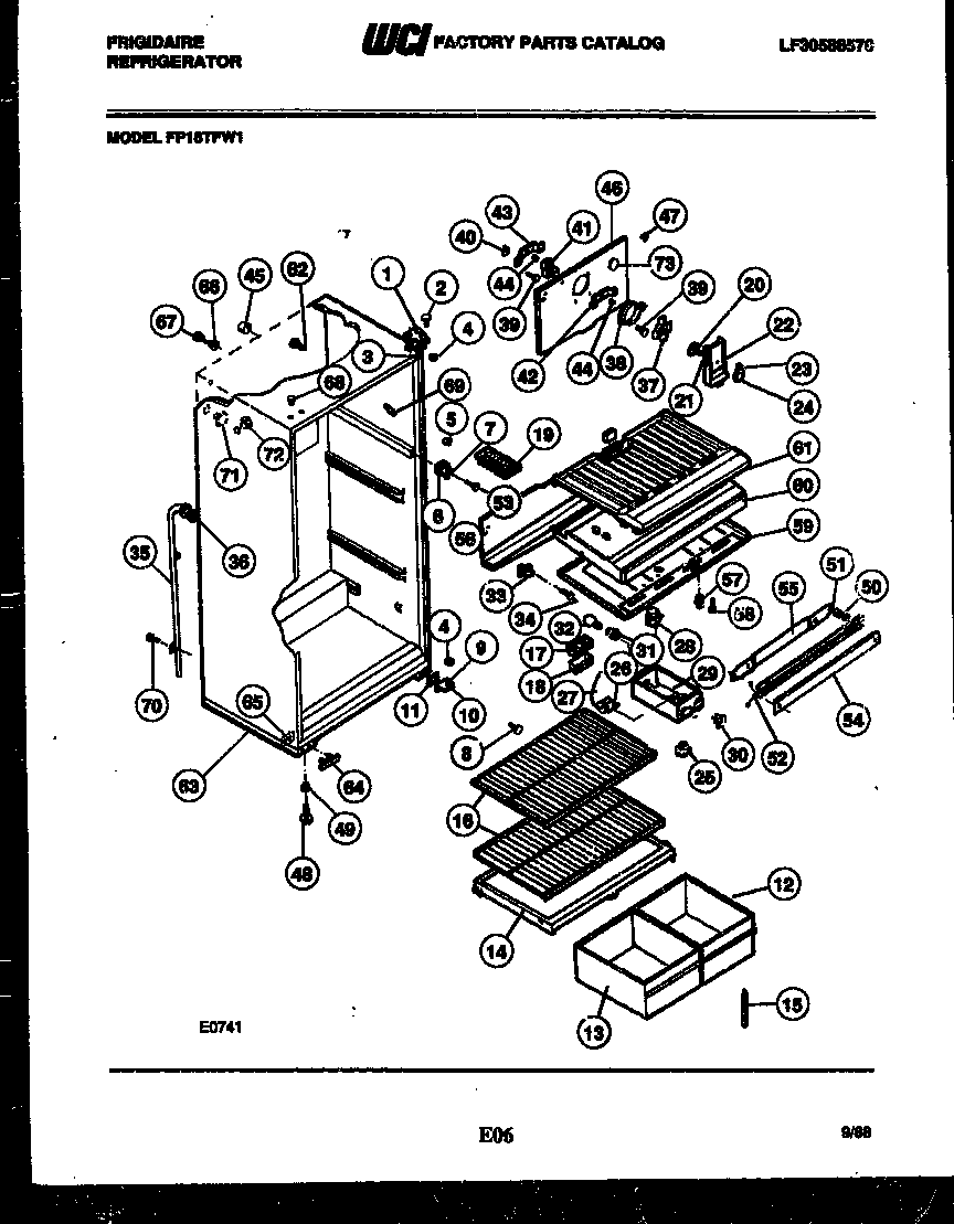 Frigidaire FP18TFL1 cabinet parts diagram