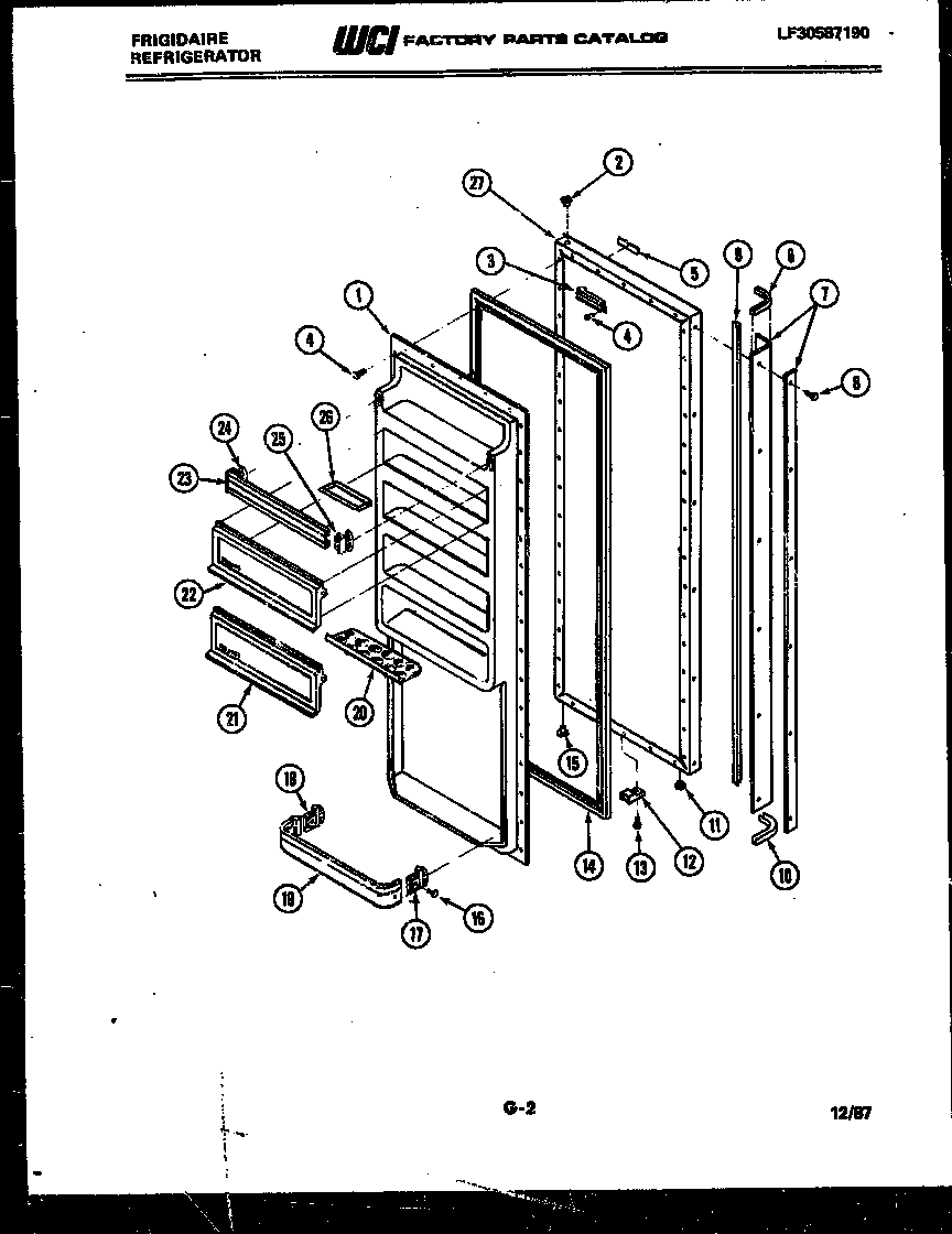 Frigidaire FPCI19VMW2 refrigerator door parts diagram