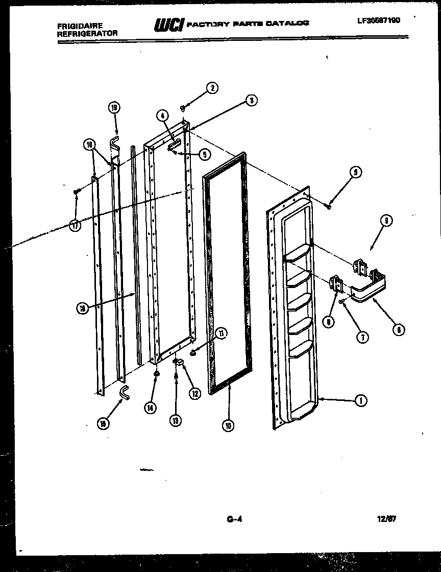 Frigidaire FPCI19VMW2 freezer door parts diagram