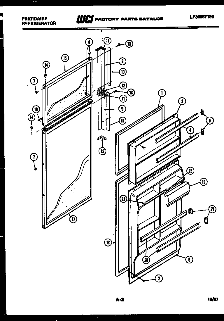 Frigidaire FPDA14TMF3 door parts diagram