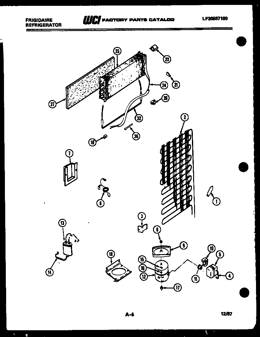 Frigidaire FPDA14TMF3 system and automatic defrost parts diagram