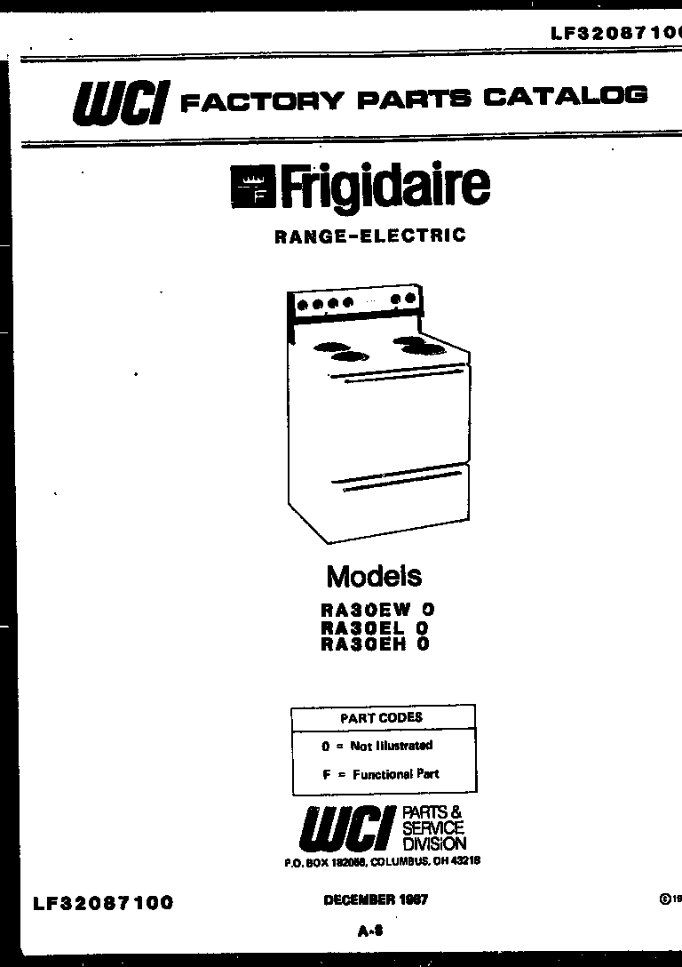 Frigidaire RA30EW0 cover diagram